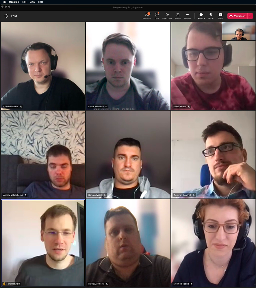 Distributed team video call