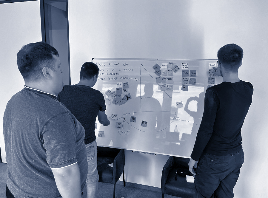 Working through a whiteboard together